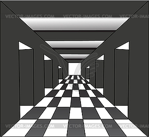 Abstract corridor with open doors - vector clipart