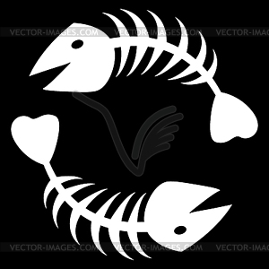 Two abstract fish skeleton - vector clip art