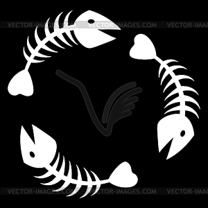 Abstract fish skeleton background - vector clipart