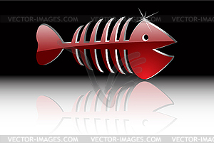 Abstract gold fish skeleton - vector image