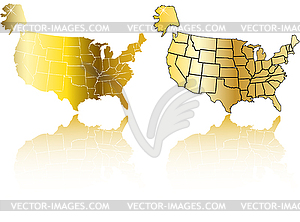 Gold usa map set - vector image