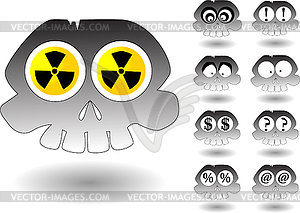 Cartoon skull set - vector clipart