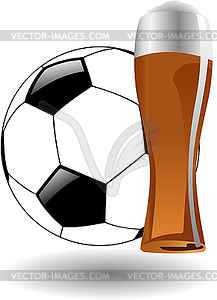 Glass of beer with soccer ball - vector clipart