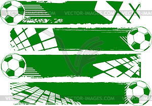 Green banners with soccer balls - vector image