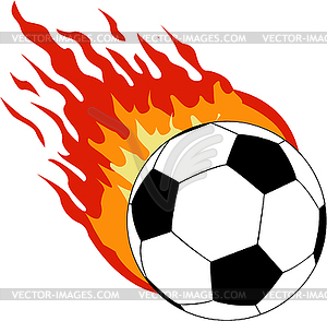 Soccer ball with fire - vector image