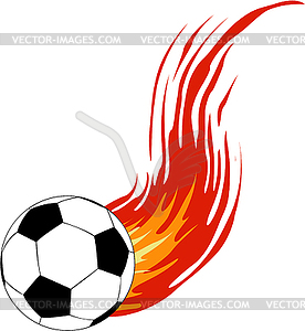 Soccer ball with fire - vector image