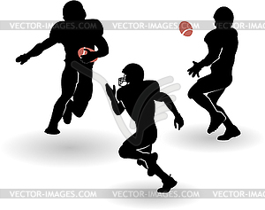 American football silhouettes set - vector image