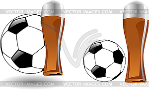 Glass of beer with soccer ball - vector clipart