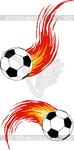 Soccer ball with fire - vector image