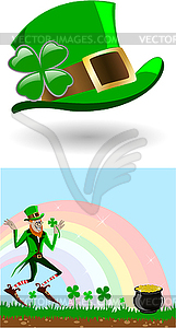 Leprechaun with gold pot - vector clipart