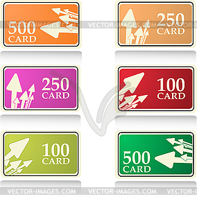 Color gift and bonus cards set - vector image