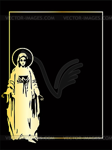 Золотой статуей Девы Марии - векторный клипарт / векторное изображение