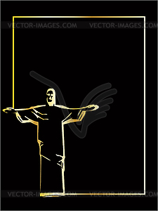 Jesus Christ statue silhouette in Rio de Janeiro - vector clipart