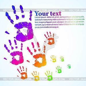 Hand print abstract color background - vector image