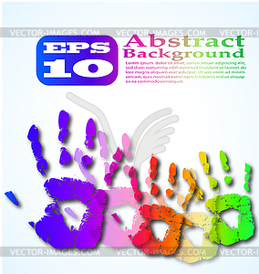 Hand print abstract color background - vector clipart