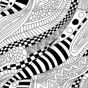 Абстрактный zentangle каракули волны бесшовные модели - стоковый клипарт