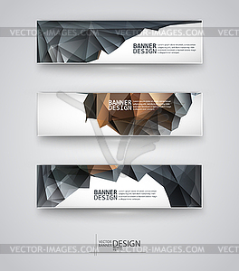 Set of Banners with Multicolored Polygonal Mosaic - vector clip art
