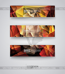 Set of Banners with Multicolored Polygonal Mosaic - vector image
