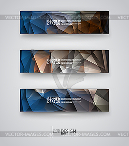 Set of Banners with Multicolored Polygonal Mosaic - stock vector clipart