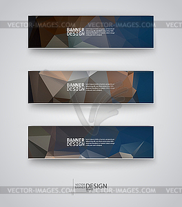 Set of Banners with Multicolored Polygonal Mosaic - vector clip art