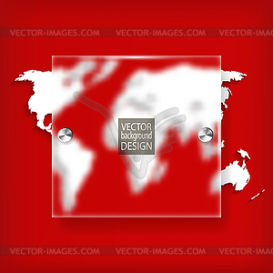 Abstract background with world map on red - - vector clip art