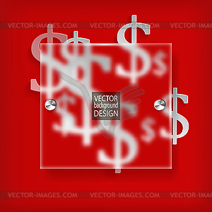 White dollar symbols on red background - - vector image