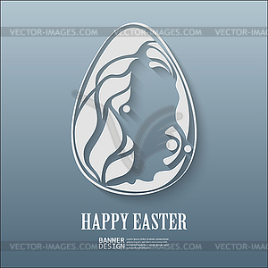 Easter egg with floral elements - vector clipart