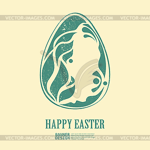 Easter egg with floral elements - vector image