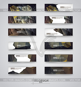 Color banners set with polygonal abstract shapes - vector clipart