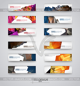 Color banners set with polygonal abstract shapes - vector image