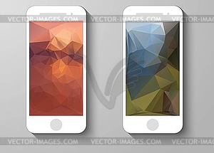 Set of Abstract Colour Mobile Phones Triangle - vector clip art