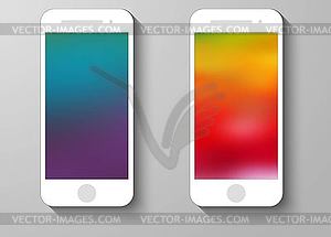 Set of Abstract Colour Mobile Phones Blurred - vector clipart