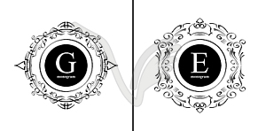 Elegant monogram design template - white & black vector clipart