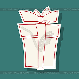 Abstract doodle gift box - color vector clipart