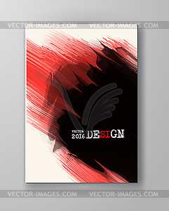 Brochure with Red and Black Paint Backgrounds - vector image