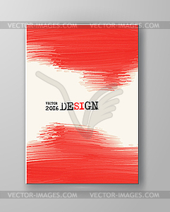 Grunge red paint brush strokes brochure - vector clipart