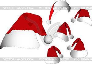 Red santa hat set - vector clip art