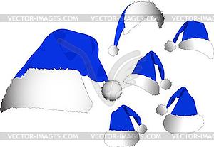 Blue santa hat set - vector image
