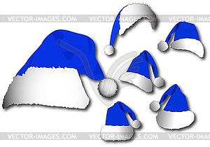 Blue santa hat set - vector image