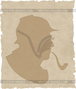 Silhouette pipe smoker - vector image