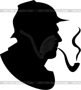 Silhouette pipe smoker - vector image