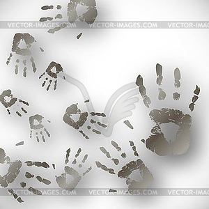 Hand print abstract color background - vector image