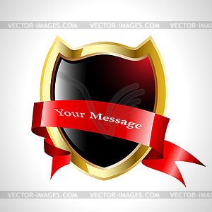 Abstract shield with tape - vector clip art