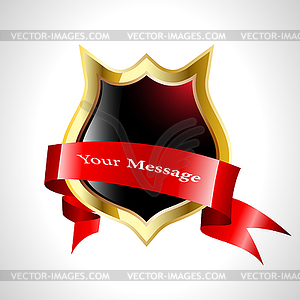 Abstract shield with tape - vector clipart