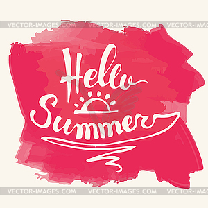 Watercolor watermelons and lettering hello summer - vector clipart / vector image