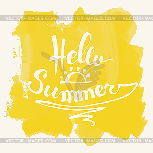 Watercolor watermelons and lettering hello summer - vector clipart