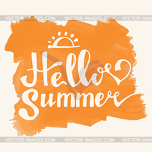 Watercolor watermelons and lettering hello summer - vector image