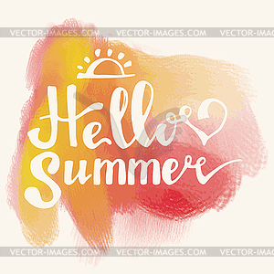 Watercolor watermelons and lettering hello summer - stock vector clipart