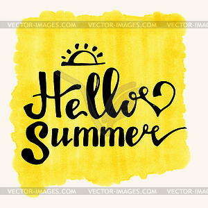 Watercolor watermelons and lettering hello summer - vector image