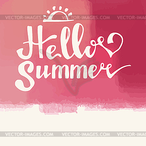 Watercolor watermelons and lettering hello summer - vector clipart